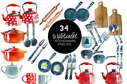 Watercolor kitchen, a Food Illustration by Tatiana Davidova (Thumbnail 2 of 5)
