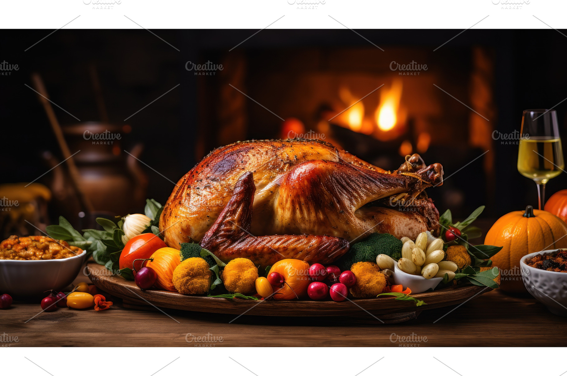 Thanksgiving dinner with baked, a Food & Drink Photo by Yulia Furman