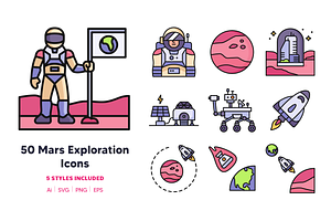 250 Mars Exploration Icons