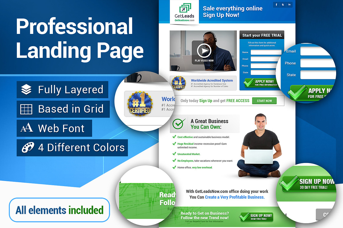 Professional Landing Page, a Landing Page Template by Asaelv Shop! (Photo 1 of 3)
