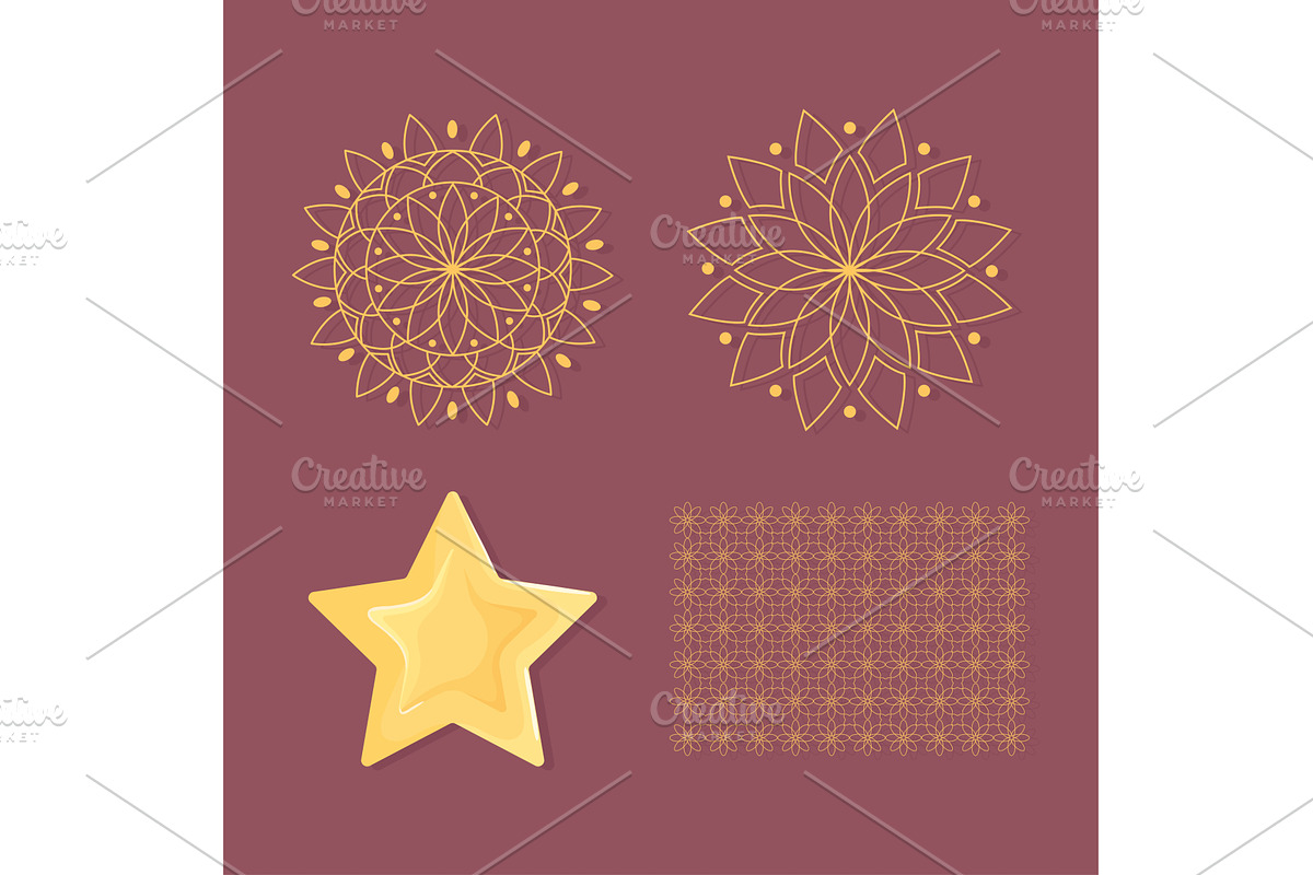 mandalas star floral, an Illustration by studiogstock
