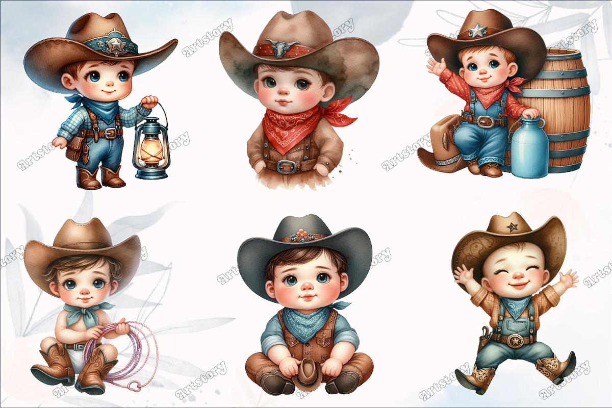Baby Boy Cowboy Clipart, a Graphic by designcity5 (Photo 3 of 5)