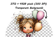 Whimsical Peeking Girl Clipart, an Illustration by one-touch (Thumbnail 7 of 12)