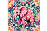 Vintage Pop Art Pink Elephant, an Animal Illustration by Sharon Schwalbe (Thumbnail 1 of 3)