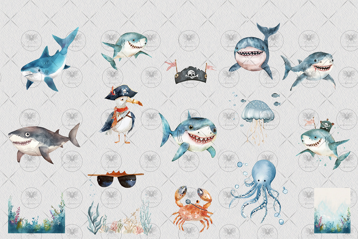 Shark Clipart – Under the Sea:, an Illustration by BigCakeBee (Photo 4 of 4)