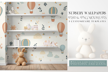 Nursery Wallpaper PNG & PSD Mockups, a Product Mockup by mock-ups