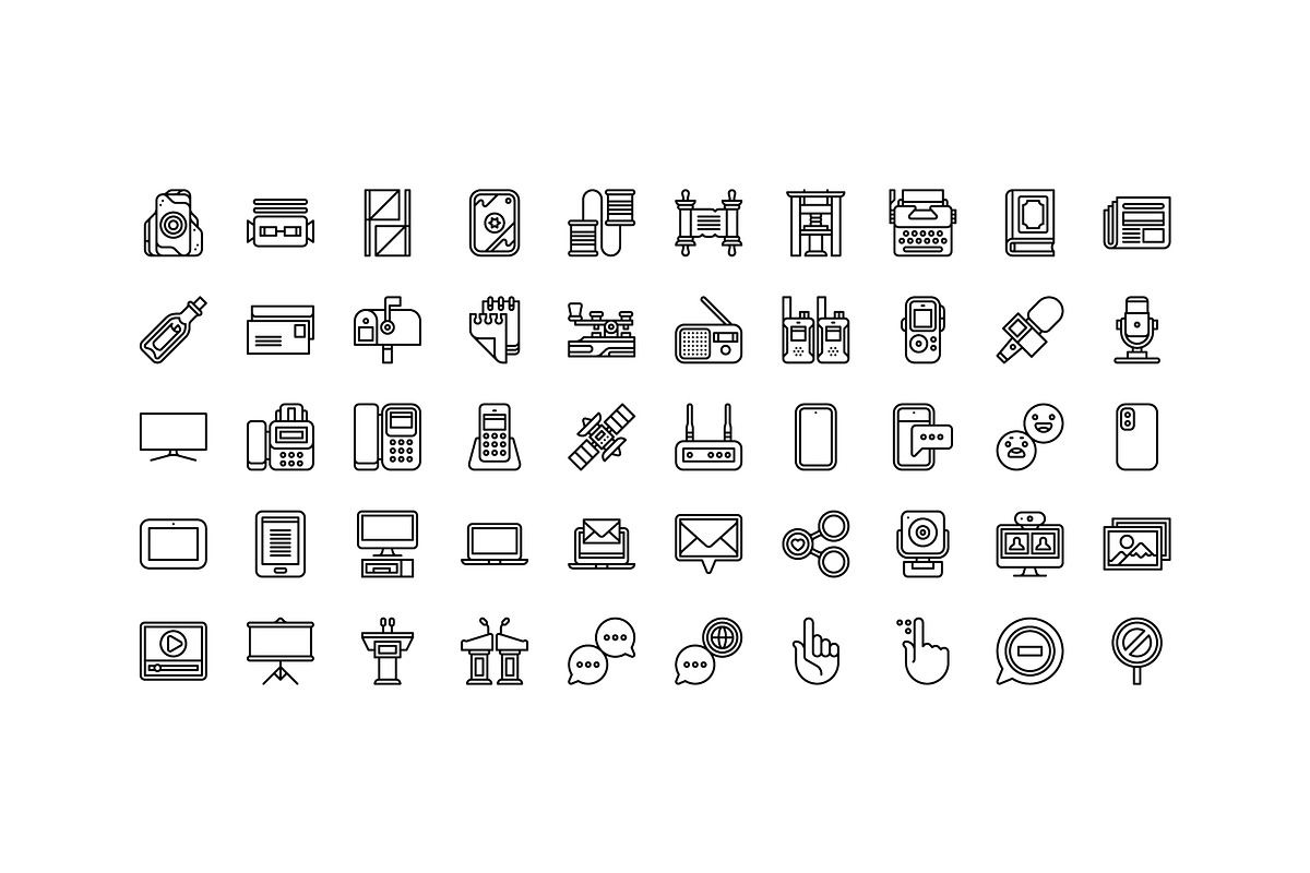 50 Communication Icons, an Outline Icon by Side Project (Photo 4 of 9)