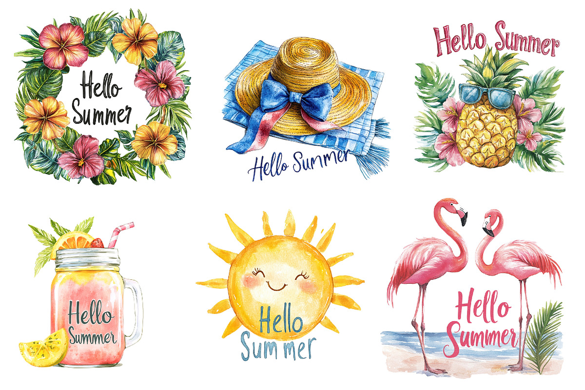 Hello Summer Clipart, an Illustration by CreationArt (Photo 3 of 5)