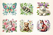 Floral Animals Clipart, Spring Clipa, an Illustration by DreamArtGraphic (Thumbnail 2 of 5)