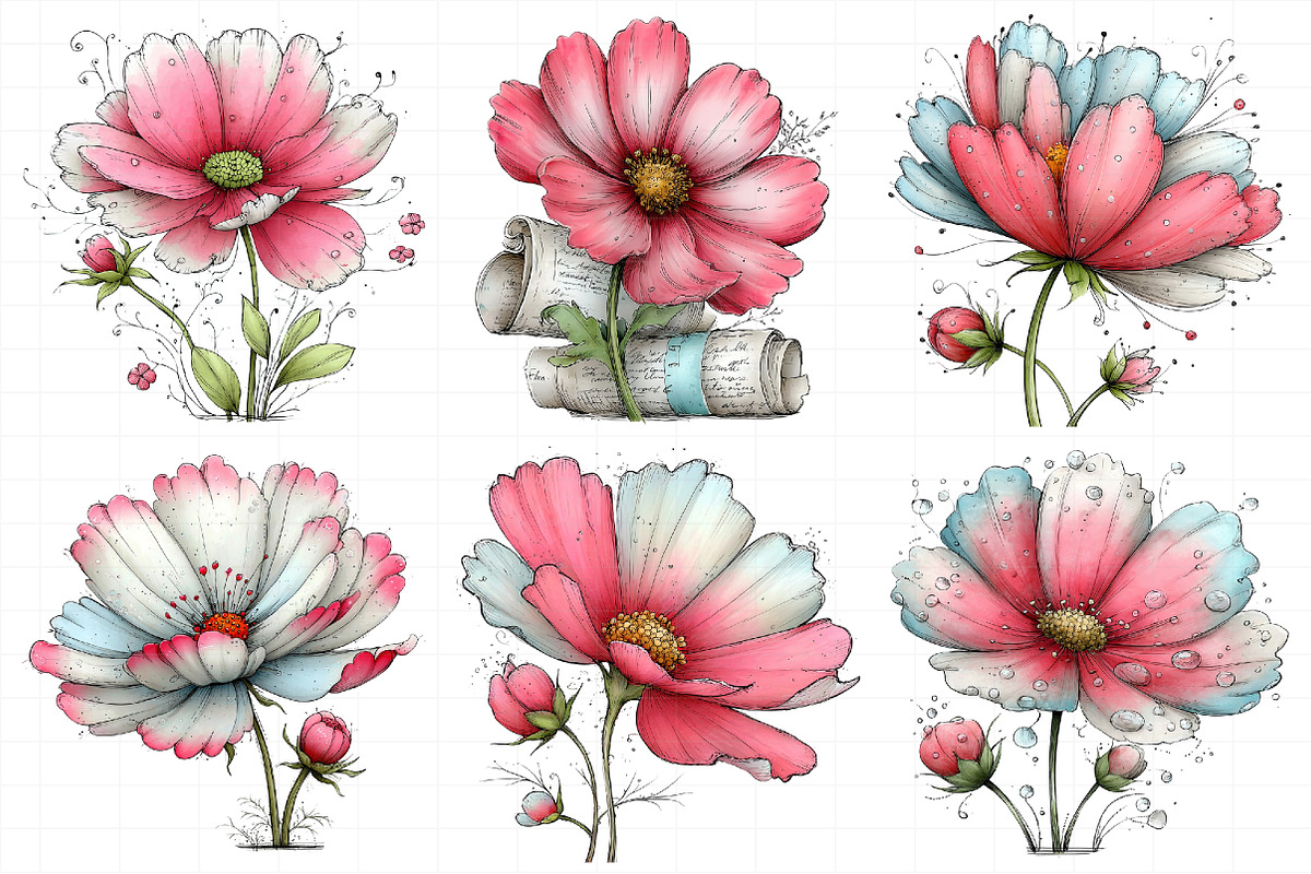 Spring Cosmos Flower Clipart, an Illustration by Daily.Designs (Photo 8 of 8)