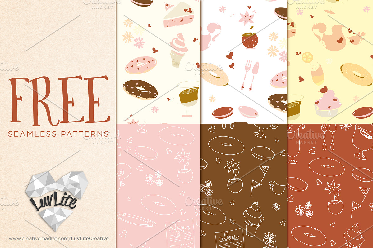 Hand-drawn Cafe Set - FREE Patterns, a Food Illustration by Nat (Photo 3 of 3)