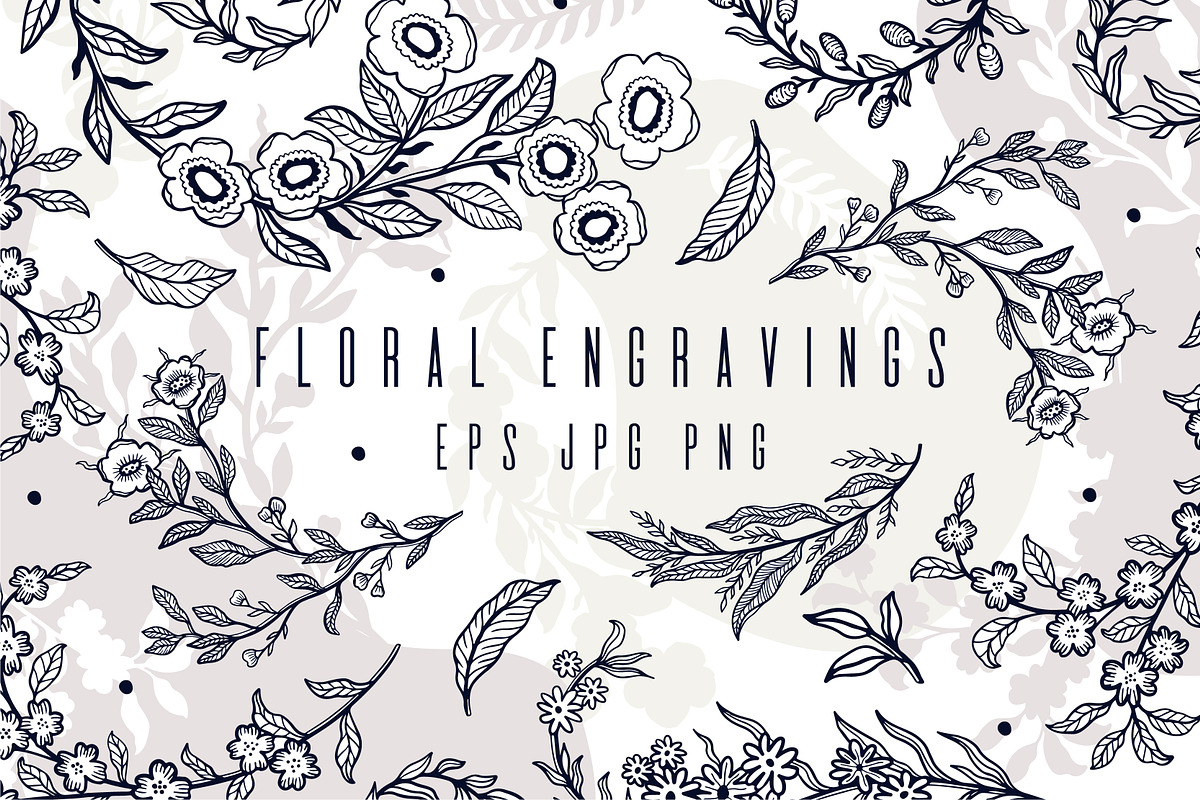 Floral engravings- botanical set, a Decorative Illustration by Moonflora (Photo 1 of 6)