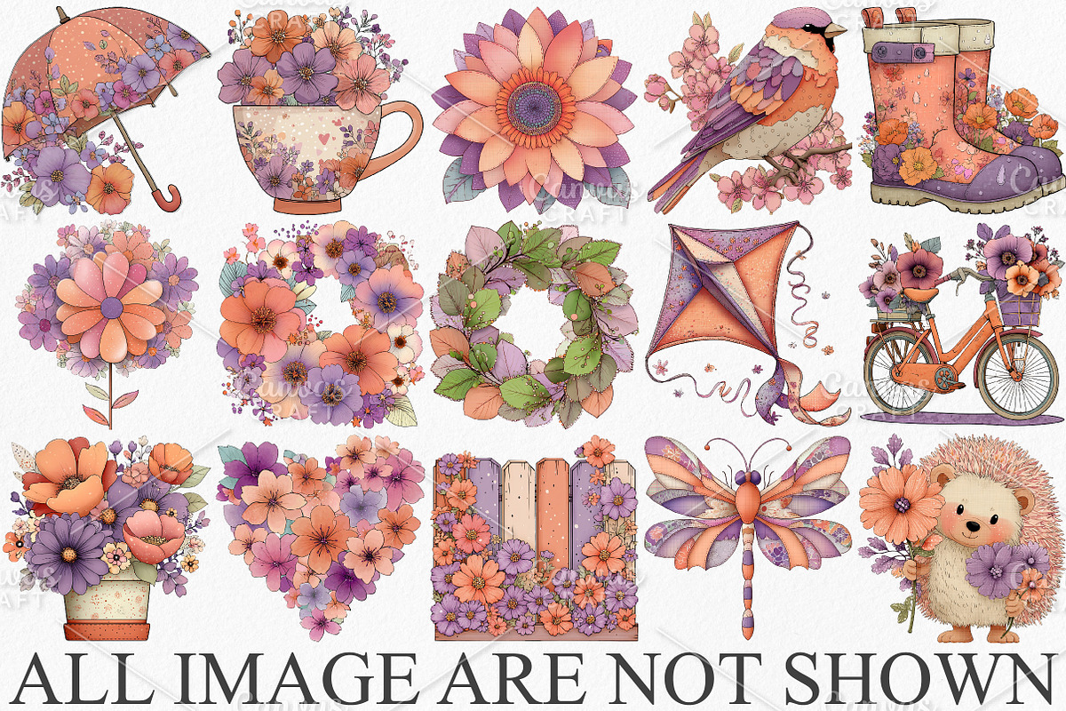 Watercolor Spring Clipart Bundle, an Illustration by Canvas Craft (Photo 3 of 7)