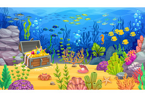 Cartoon underwater landscape, an Illustration by Vector Tradition