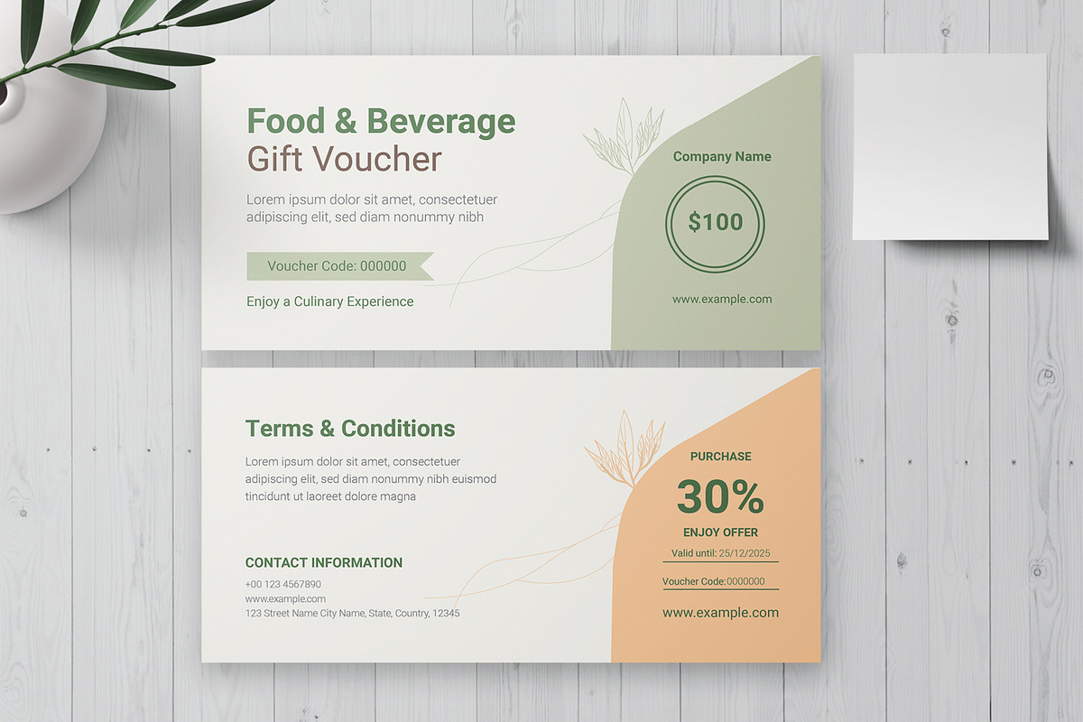 Food and Beverage Gift Voucher, a Card Template by MightyDesign (Photo 1 of 6)
