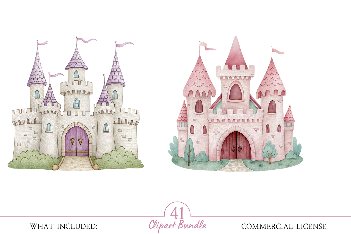 Princess Kingdom Watercolor Clipart, an Illustration by MockupWizard (Photo 4 of 6)