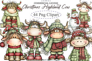 Whimsical Christmas Highland Cow Cli, an Illustration by designcity5