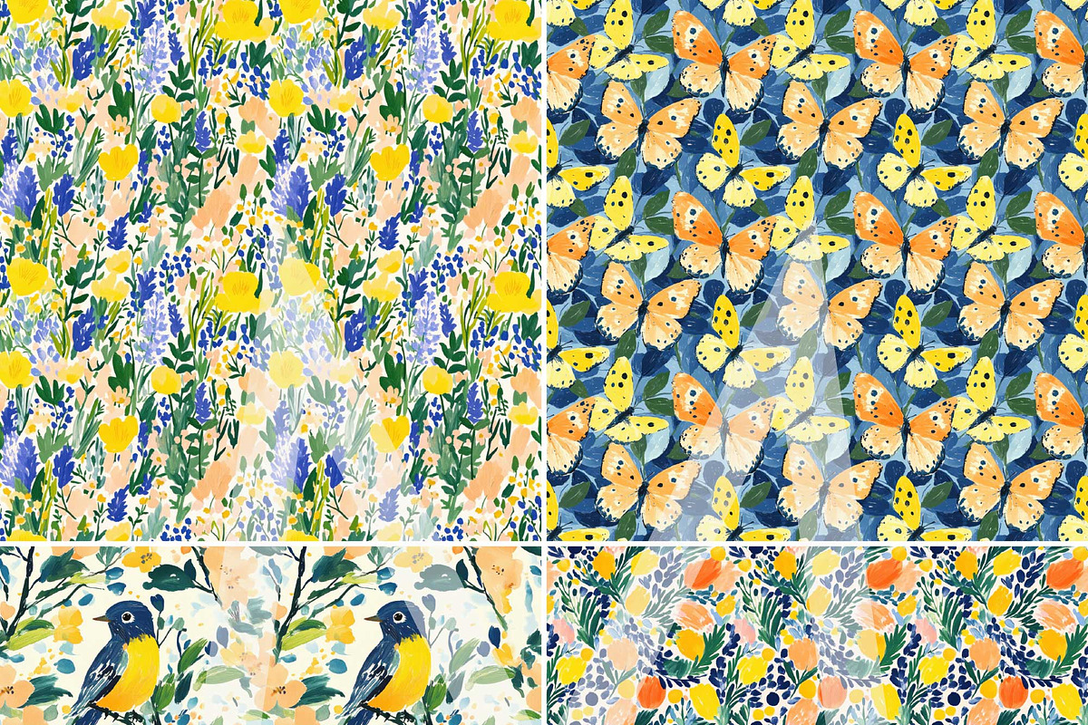 Modern Floral Seamless Patterns, a Pattern Graphic by Maishop (Photo 4 of 8)