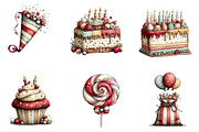 Whimsical Happy Birthday Clipart, an Illustration by CreationArt (Thumbnail 4 of 7)