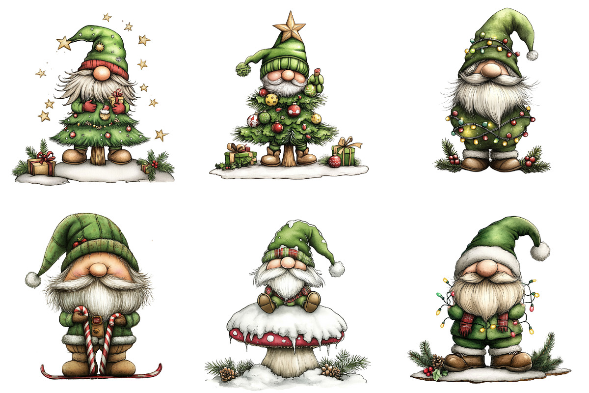 Whimsical Christmas Gnome Clipart, a Graphic by CitraGraphics (Photo 2 of 4)