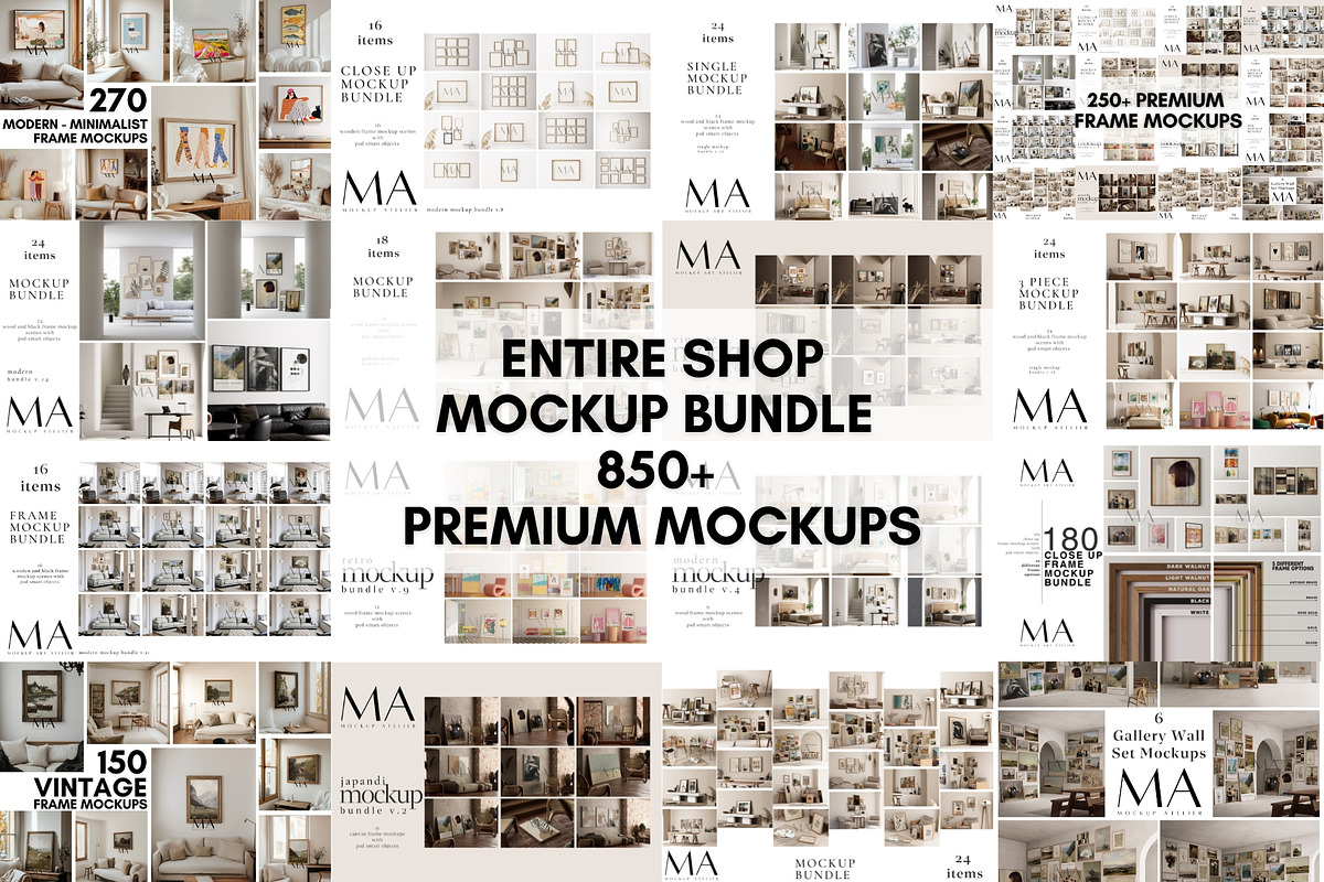 Entire Shop Frame Mockup Bundle, a Household Mockup by Mockup Art Atelier (Photo 1 of 55)