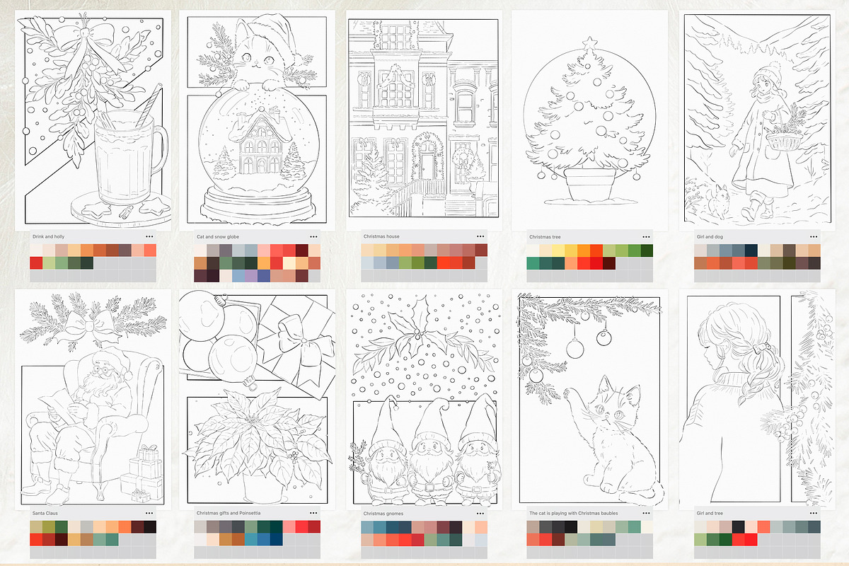 Winter Holidays Coloring Pages, a Seasonal Illustration by Deveze Art & Co (Photo 5 of 7)