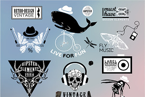 Hipster Label, Icon, Elements Set 2