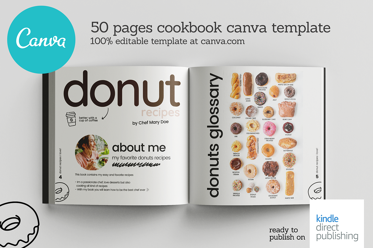Square Donuts Recipes Canva Template, a Templates & Theme by DeLaGranSiete (Photo 4 of 12)