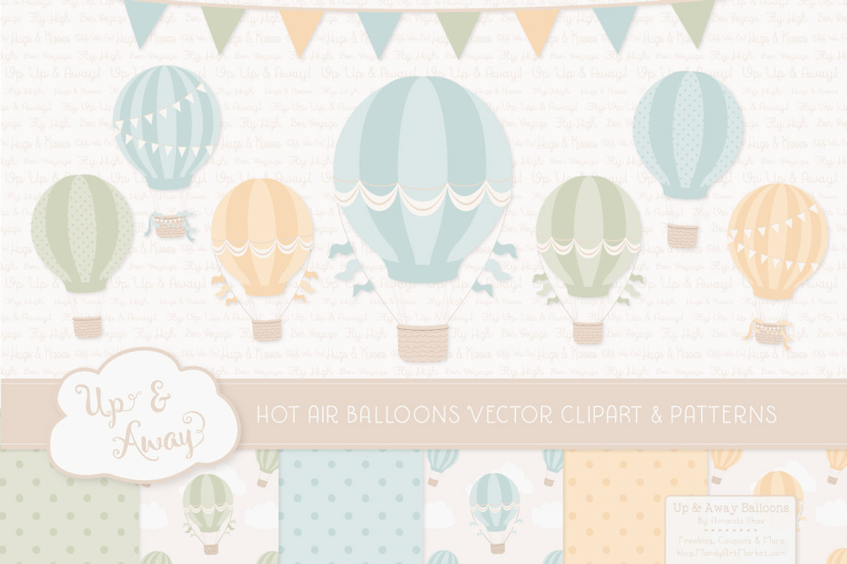 Pastel Hot Air Balloons & Patterns, an Illustration by Amanda Ilkov (Photo 1 of 5)