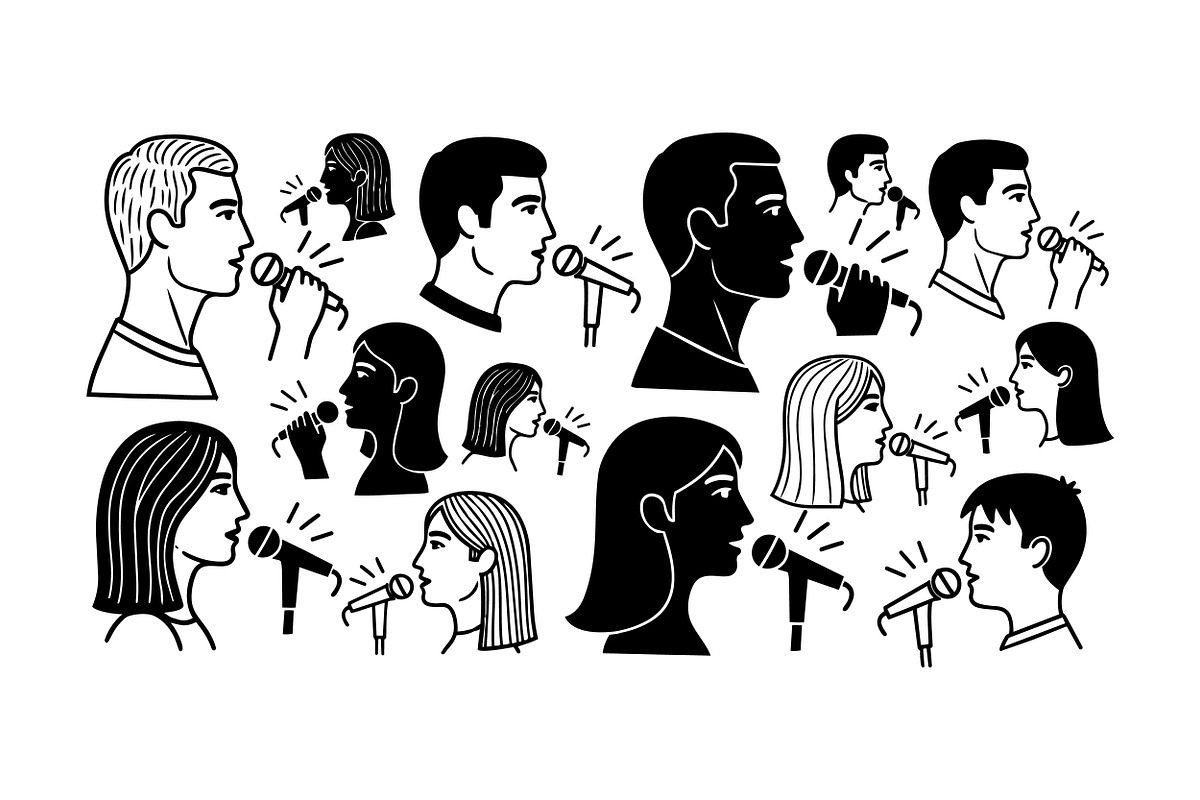 Microphone Singing Silhouettes Set, an Illustration by designvectx (Photo 2 of 3)
