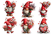 Valentine Gnome with Flowers Clipart, an Illustration by Dream Creation (Thumbnail 2 of 8)