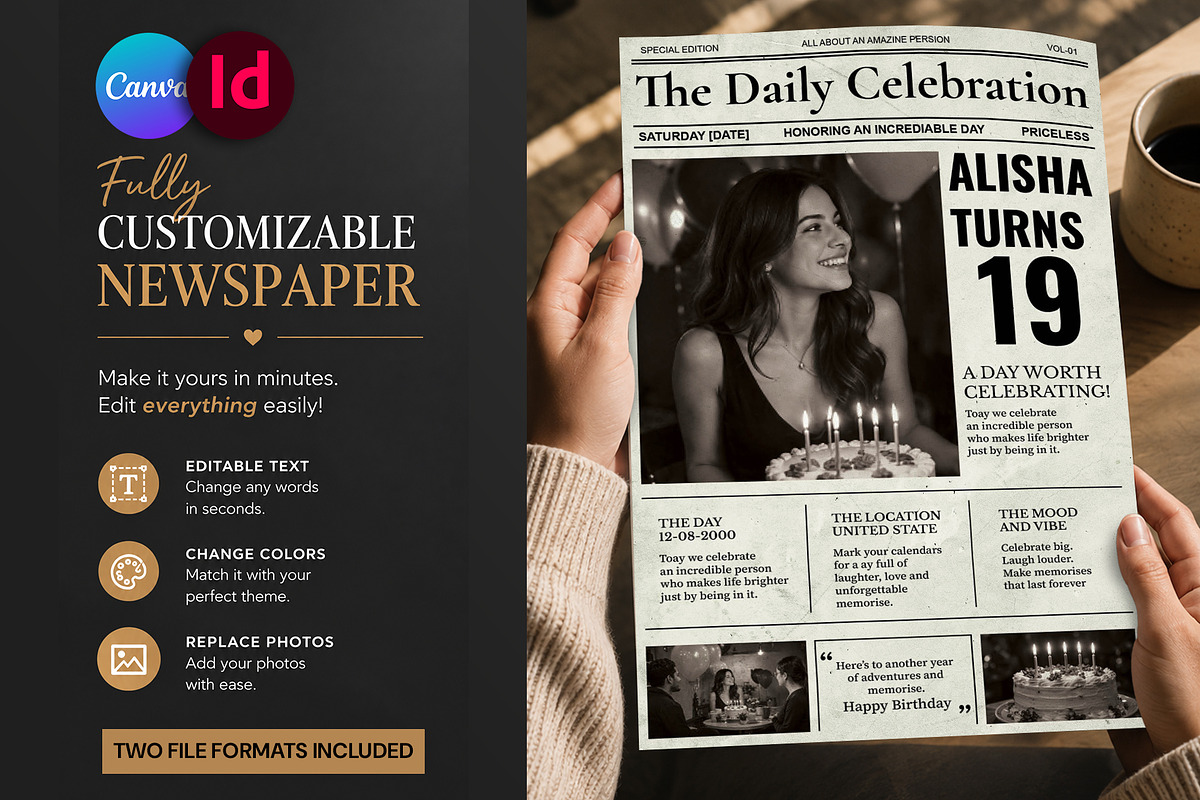 Birthday Newspaper Print Template, a Magazine Template by Shajib Shikder (Photo 7 of 10)