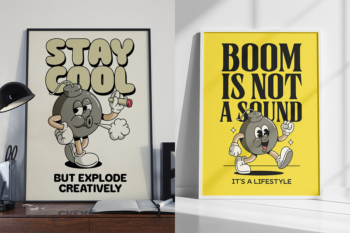 Retro Boom Characters, an Object Illustration by Graptail (Photo 3 of 8)