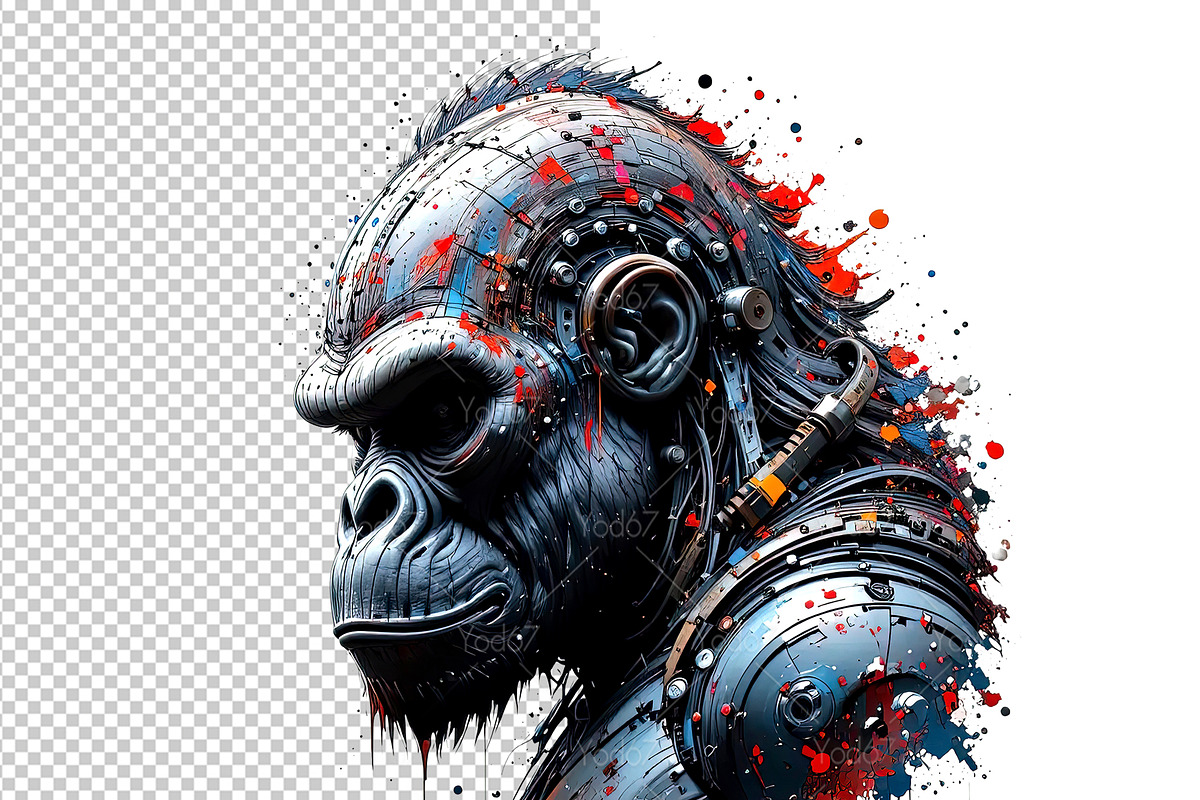 Futuristic of gorilla cybernetic, an Animal Illustration by yod67 (Photo 2 of 8)