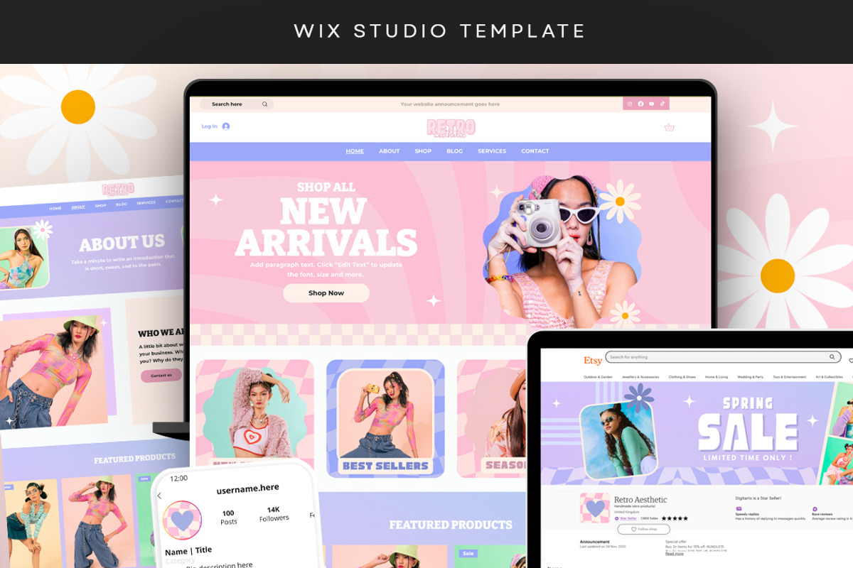 Bold Retro Aesthetic Wix Template, a Wix Template by Template Twist Shop (Photo 1 of 10)