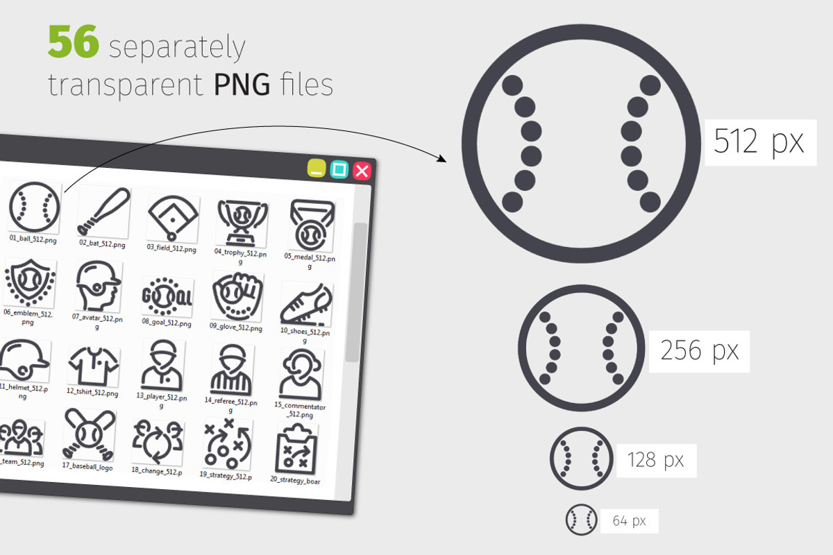 Baseball Line Icons Set, an Outline Icon by Voysla's Shop (Photo 3 of 4)