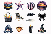 Watercolor Gothic Summer Clipart, an Illustration by Design Market (Thumbnail 2 of 5)