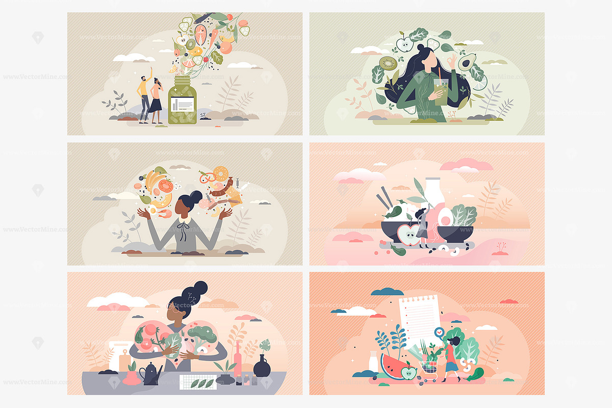 18 Nutrition Concepts V1, a Food Illustration by VectorMine (Photo 4 of 8)