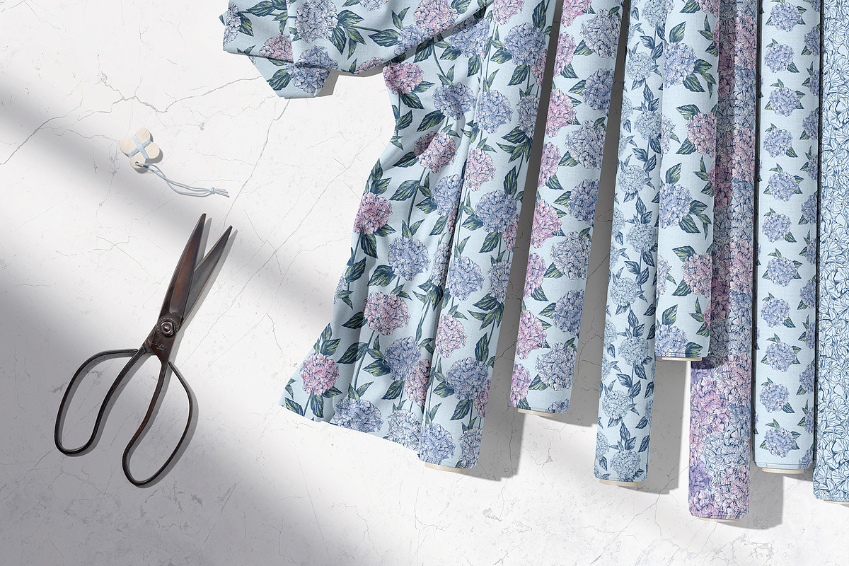 Hydrangea | Vector patterns set, a Pattern Graphic by Tanya Vollar (Photo 9 of 9)