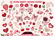 Retro Groovy Valentines Day clipart, an Illustration by Cozy pattern shop (Thumbnail 3 of 9)