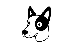 Funny cartoon dog. Vector pet face, an Animal Illustration by GraphiShop