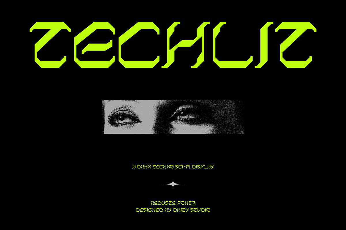 Reduste – Dark Techno Sci-Fi Font, a Sans Serif Font by Drizy (Photo 2 of 10)