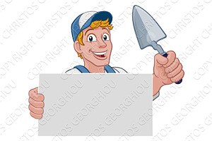 Bricklayer Mascot Tool Mason, an Illustration by Christos Georghiou