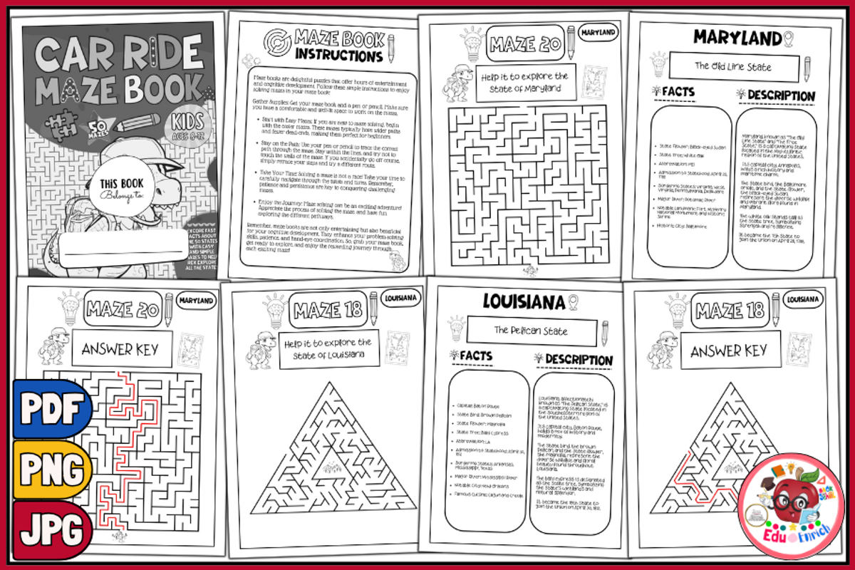 50 States Puzzles Mazes Worksheets, an Education Illustration by EduEnrich (Photo 2 of 3)