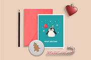 Cute penguin icons, Christmas cards, an Illustration by Marish (Thumbnail 6 of 6)