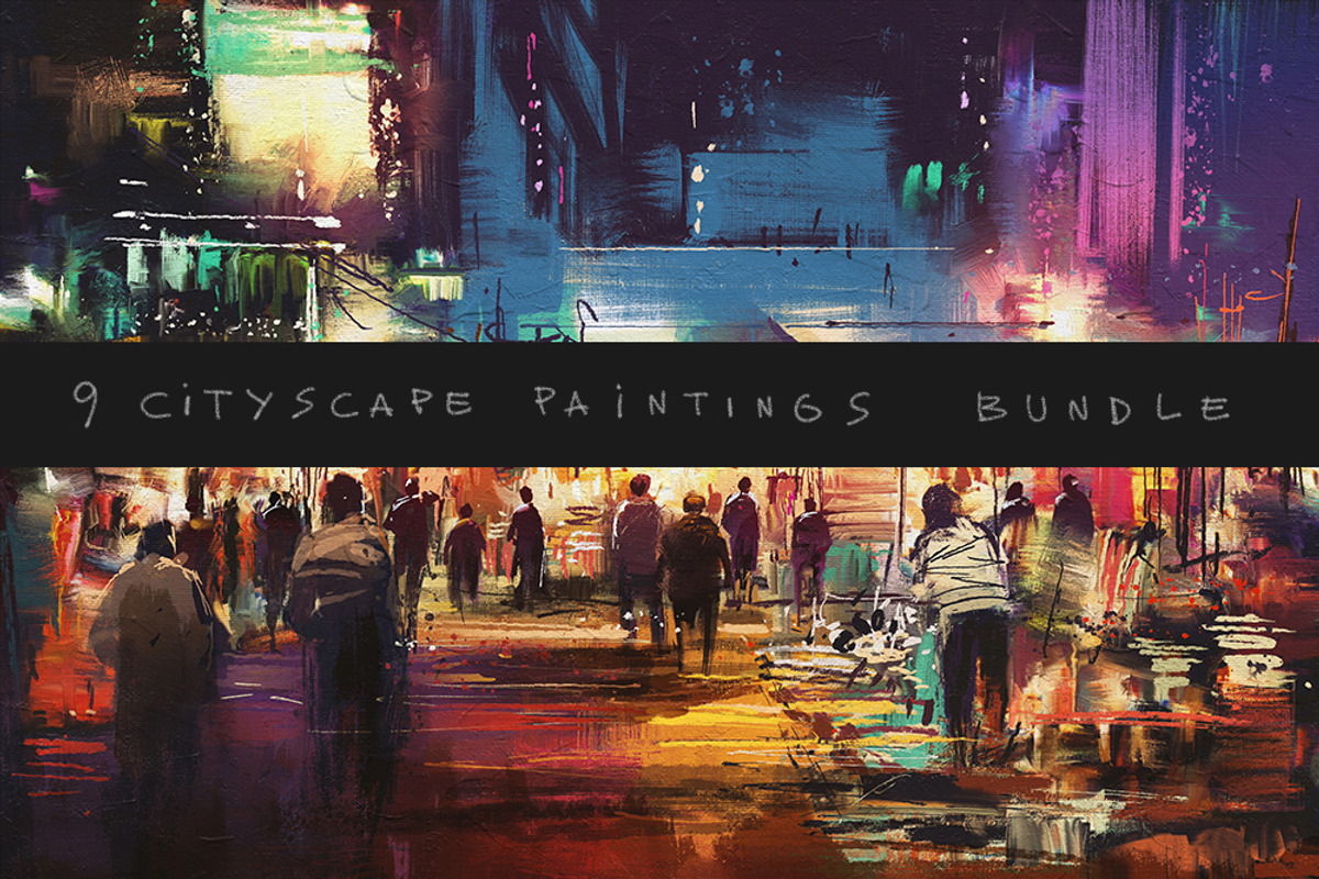 9 cityscape digital paintings bundle, a Person Illustration by Grandfailure (Photo 1 of 10)