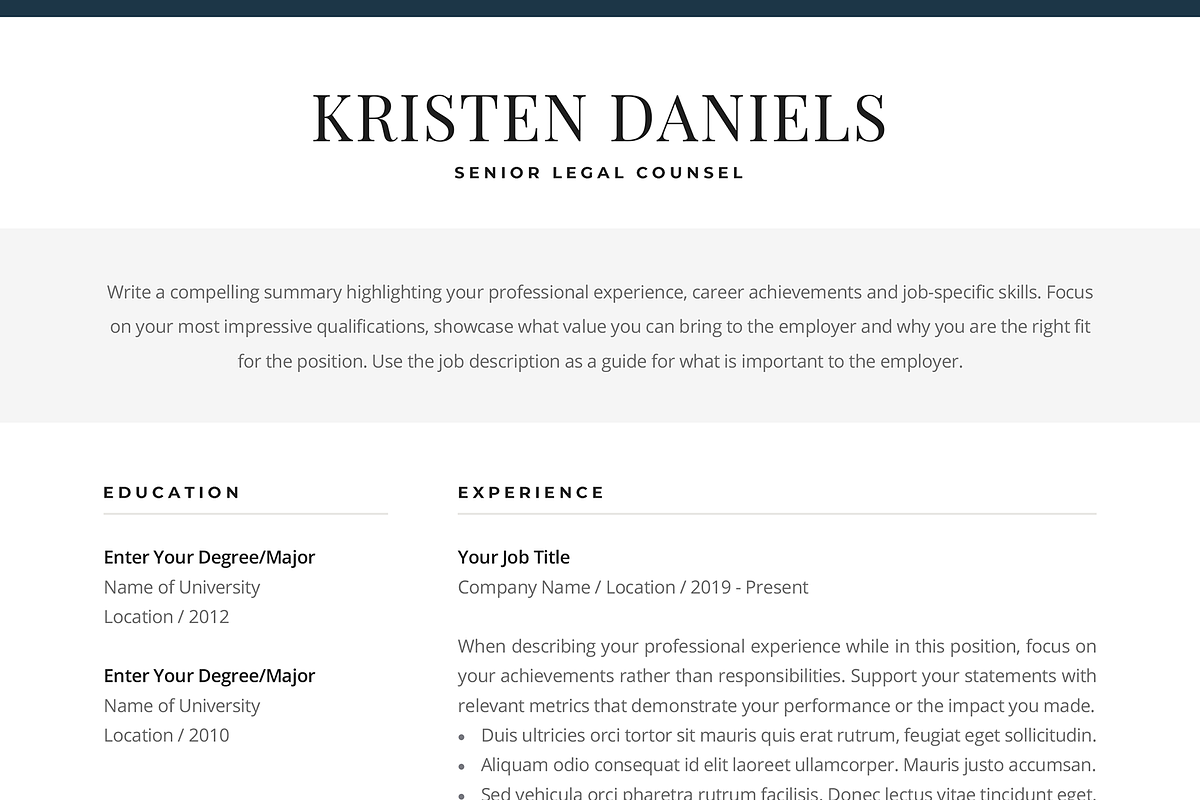 Resume Template Kristen, a Resume Template by Olympia Resume (Photo 6 of 6)