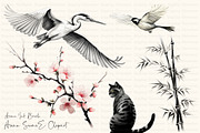 Zen Brushstrokes Sumi-e Clipart Set, an Illustration by Dazzling Art Boutique (Thumbnail 1 of 11)