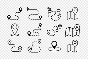 Navigation and route planning icons, an Icon by Toufiqul