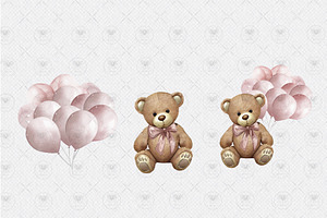 Teddy Bear Watercolor Clipart